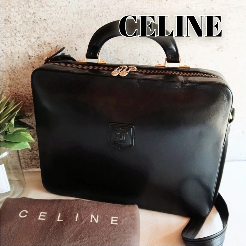Celine Elegant Black Leather Briefcase